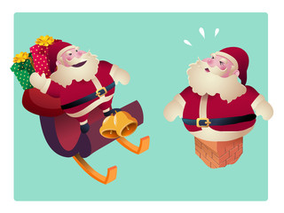 Set of Santa Clauses  for christmas  vector illustration
