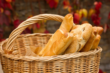 Fresh bread in the basket
