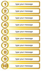 Gold colored list template for writing of ten tips