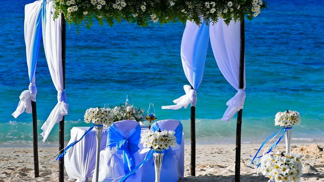 Wedding decorations on the beach