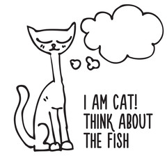 cartoon cat with thought bubble