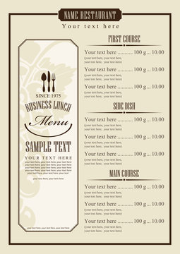 menu template with chef's hat and cutlery