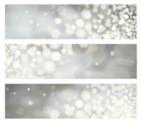 Vector  gray bokeh banners.