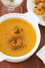 soup with seafood in bowl