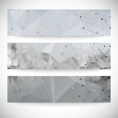 Set of abstract backgrounds, molecule structure, triangle design