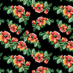 vector flower vintage  navy pattern