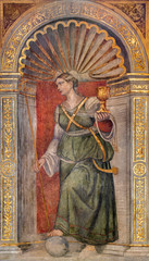 Padua - The fresco of Faith cardinal virute church San Francesco