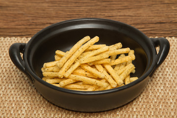 French fries  on wooden table