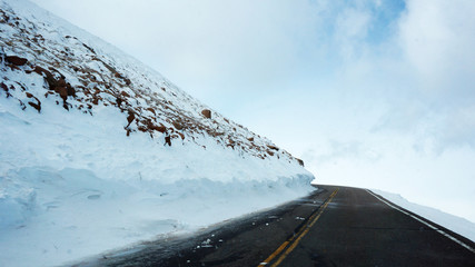 Road to the Pikes Peak, Colorado in the winter