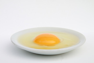 raw egg in the plate