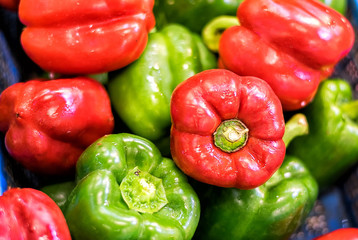 Sweet pepper on a market stand