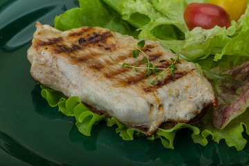 Grilled pork schnitzel