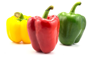Colored Fresh Sweet Pepper on White Background.
