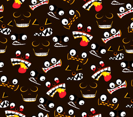 Naklejka premium ghost faces halloween seamless pattern