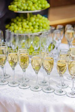 Glasses of champagne waiting for guests