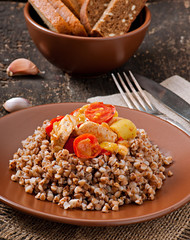 Buckwheat porridge with chicken and vegetables