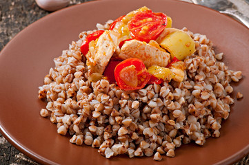 Buckwheat porridge with chicken and vegetables