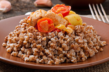 Buckwheat porridge with chicken and vegetables