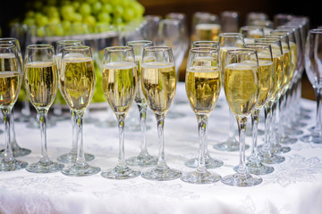 Glasses of champagne waiting for guests