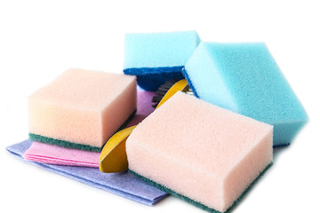 Sponges and rags for cleaning the house