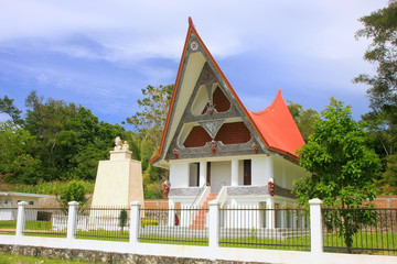 Traditional Batak house on Samosir island, Sumatra, Indonesia