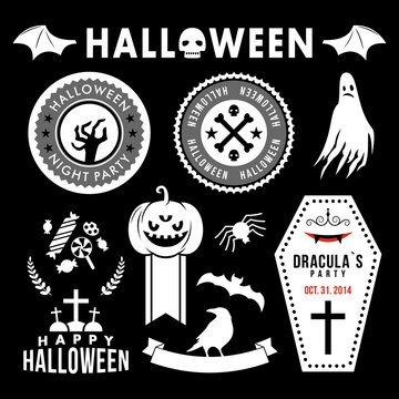 Set of halloween party decoration design elements
