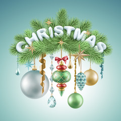 snow text, christmas greeting card, holiday illustration