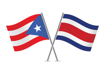 Puerto Rican and Costa Rican flags. Vector illustration.