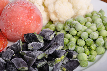 frozen tomato, asparagus, peas and cauliflower