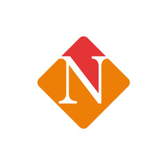 Vector color sign initial letter N