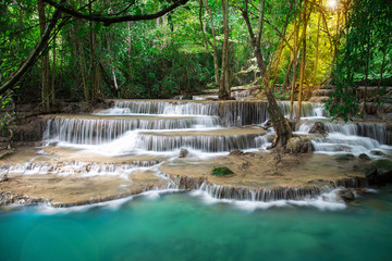 Thailand waterfall in Kanchanaburi (Huay Mae Kamin)