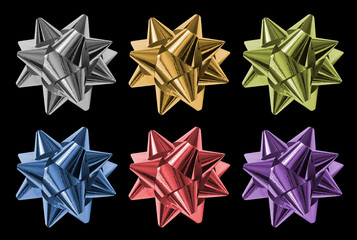 Obraz premium Set of bows made of multicolored shiny ribbons, isolated