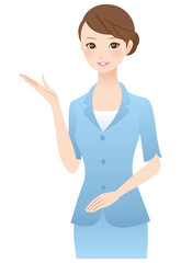 案内する女性　表情　スーツ