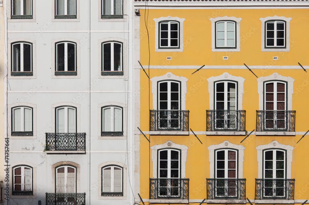 Canvas Prints Traditional Row Houses in Lisbon