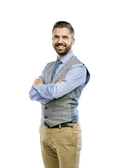 Fototapeta premium Hipster businessman in studio