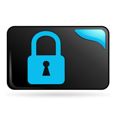 cadenas sur bouton web rectangle bleu