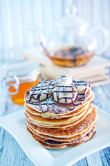 pancakes with banana and chocolate