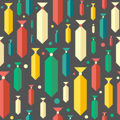 Fototapeta na wymiar Retro seamless pattern with colorful ties and circles.