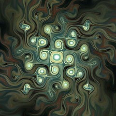 Fototapeta premium Dark green fractal flower, digital artwork