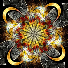 Fototapeta premium Symmetrical colorful fractal flower, digital logarithm