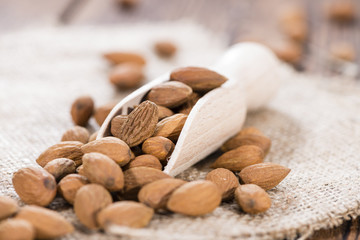 Almonds on a Wooden Spoon