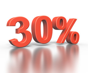 Three dimentional rendering of thirty percent symbol