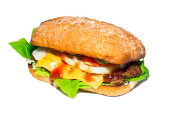 Homemade burger isolated on white