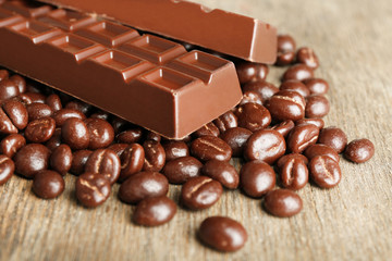 Coffee beans with chocolate glaze and dark chocolate