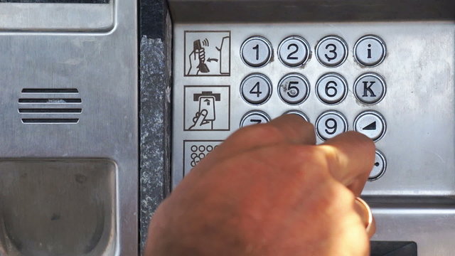 Numerical keypad on payphone. Crete. Greece