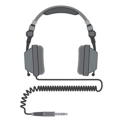 vector big dj headphines with coiled cord and jack connector