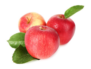 Ripe red apples isolated on white