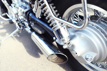 Obraz premium Motorcycle shock absorber, close-up