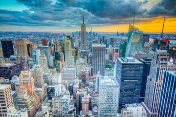 Paesaggio di città di new york con grattaciel