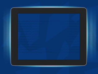 illustration of tablet framed blue light lines.